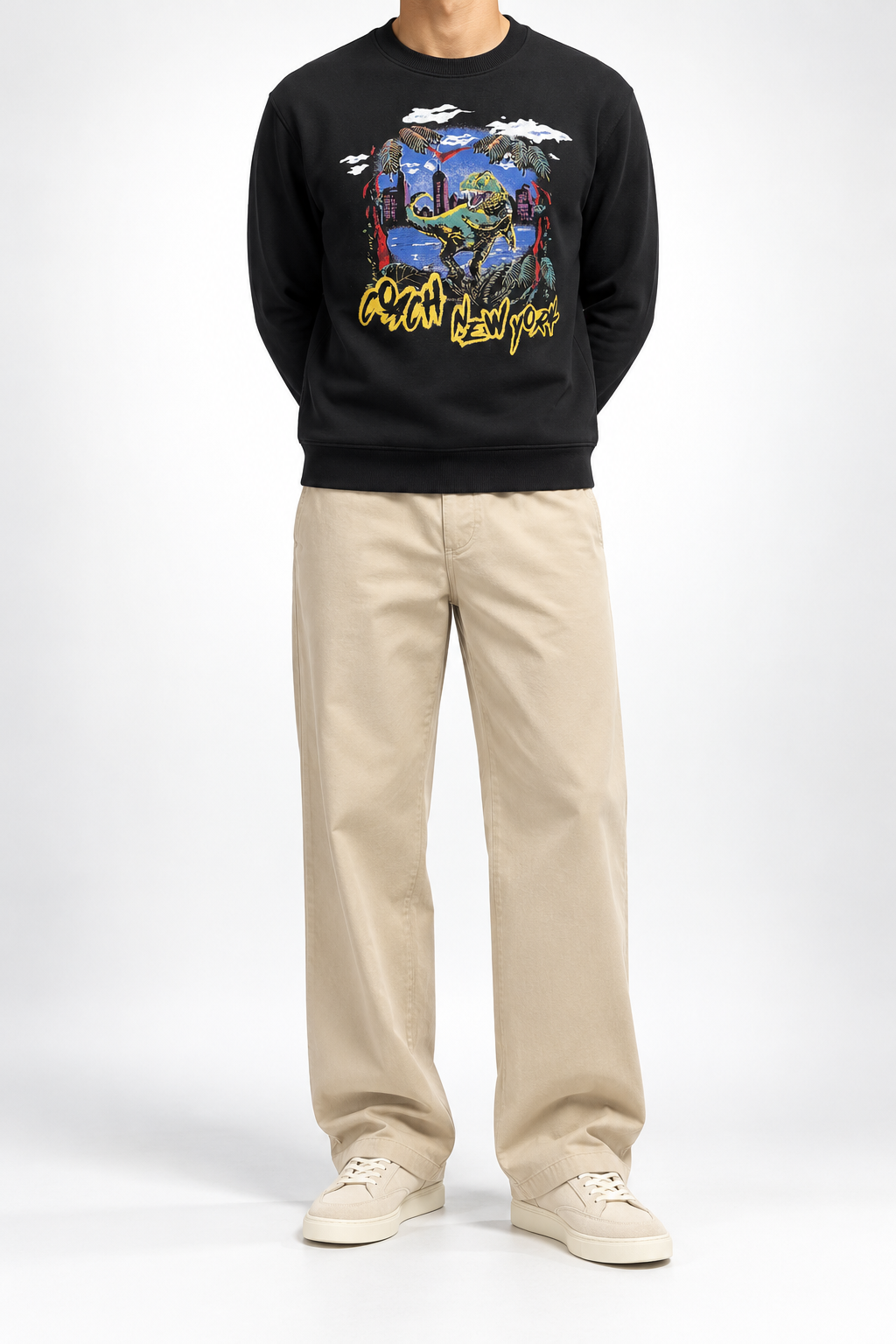 CCH — Black Dinosaur Graphic Crew-Neck Sweatshirt — front