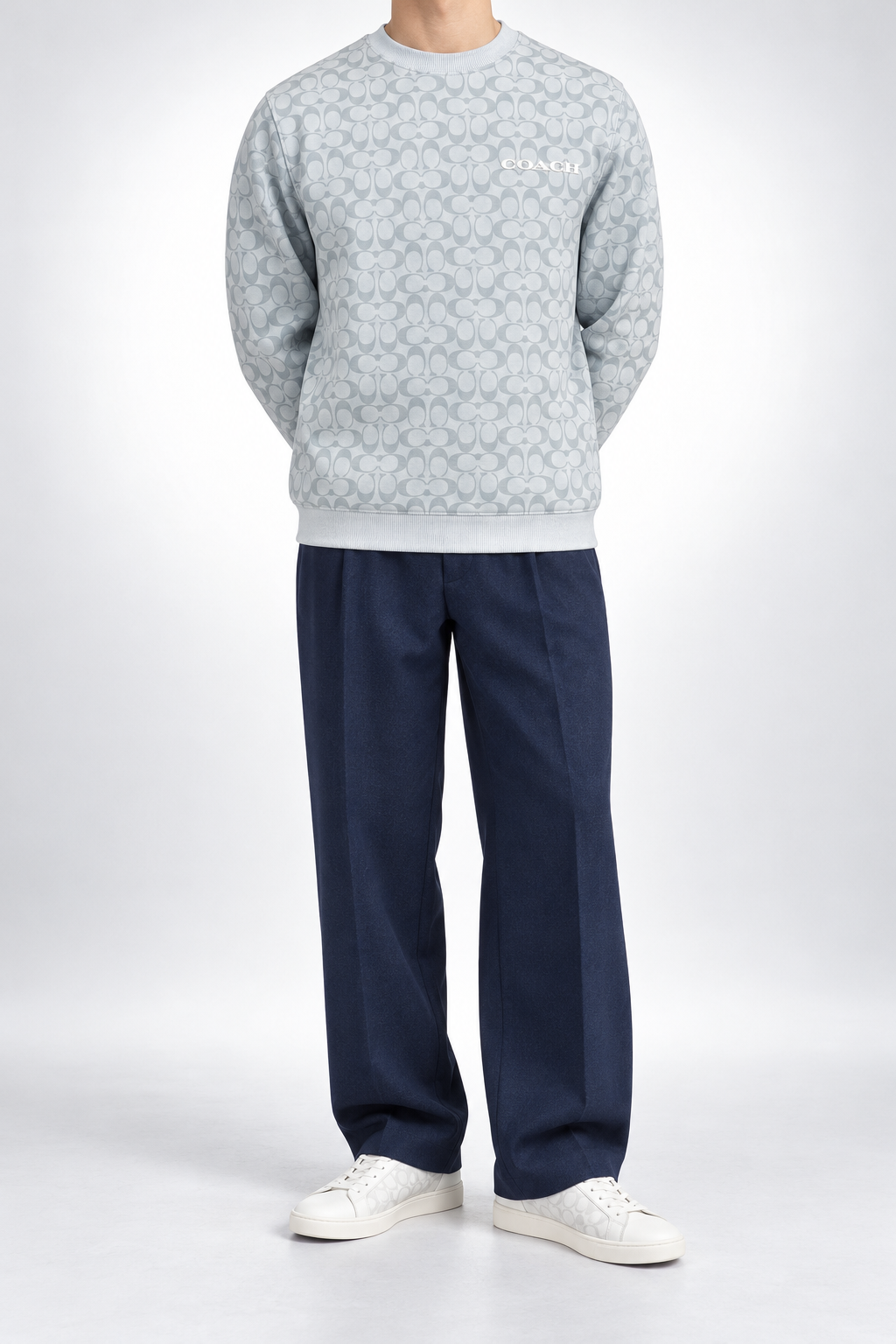 CCH — Ice-Grey Signature-Monogram Crew-Neck Sweatshirt — front