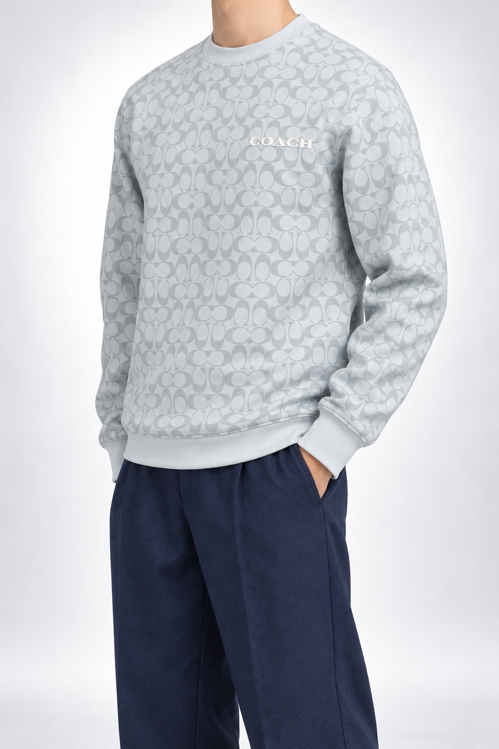CCH — Ice-Grey Signature-Monogram Crew-Neck Sweatshirt — side