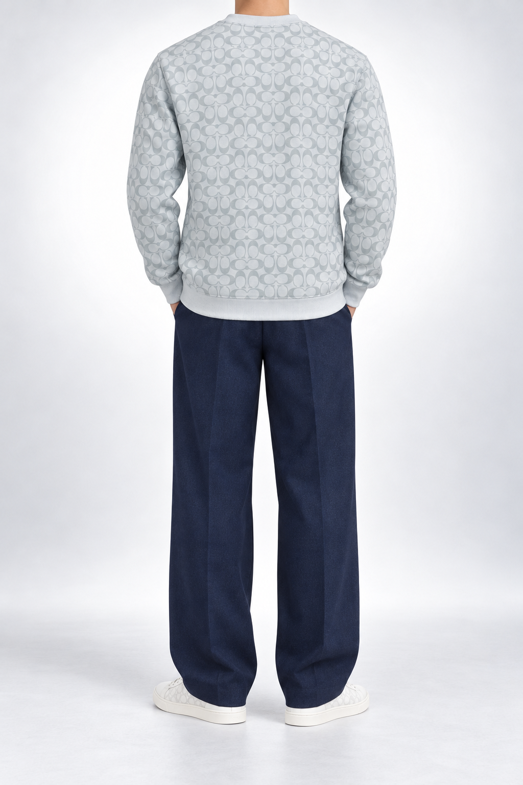 CCH — Ice-Grey Signature-Monogram Crew-Neck Sweatshirt — back