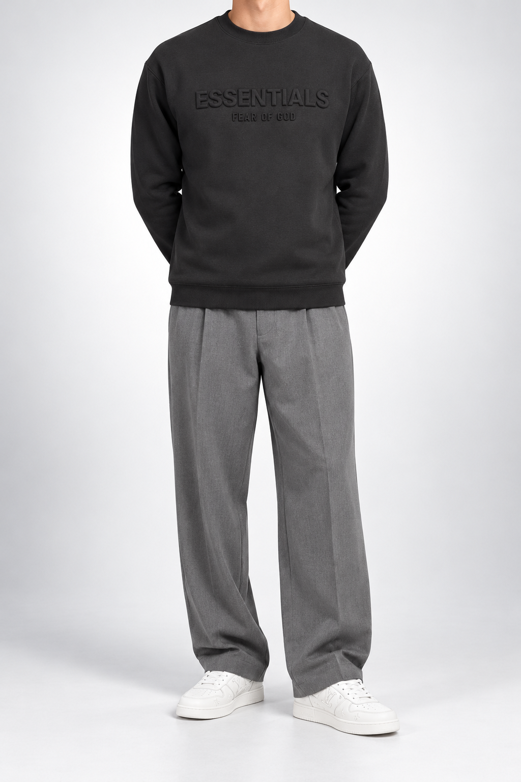 ESS — Charcoal Tonal-Logo Sweatshirt — front