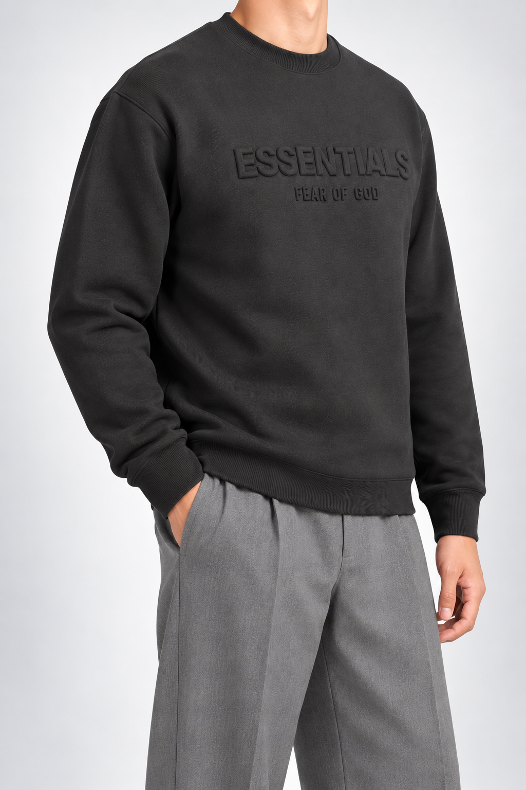 ESS — Charcoal Tonal-Logo Sweatshirt — side