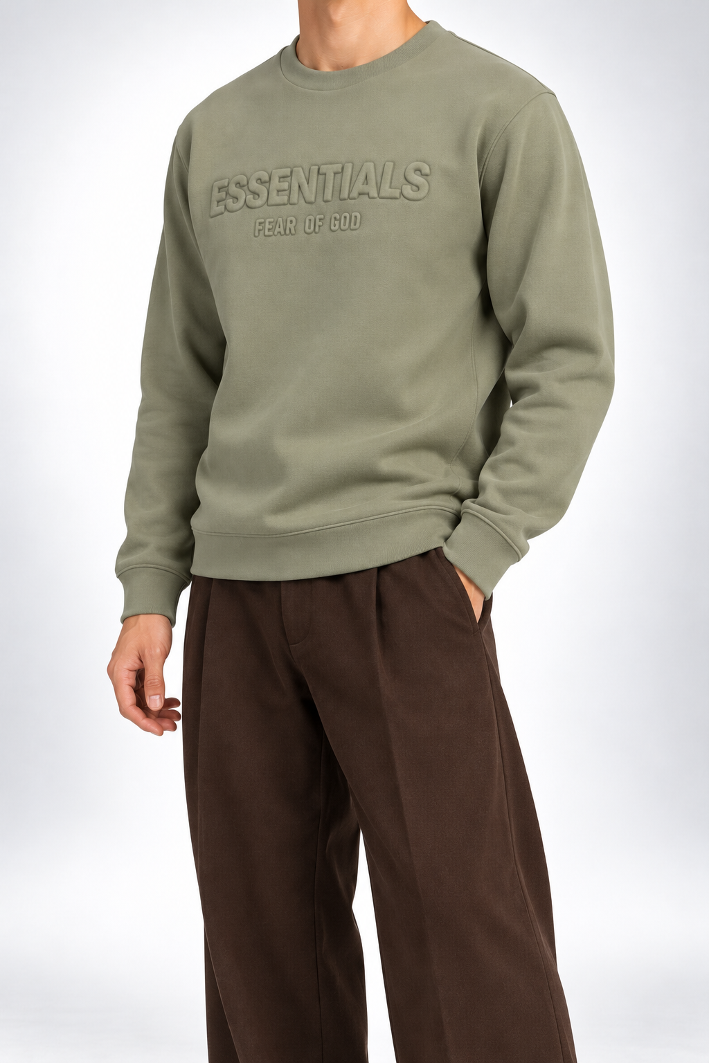 ESS — Sage Tonal-Logo Sweatshirt — side
