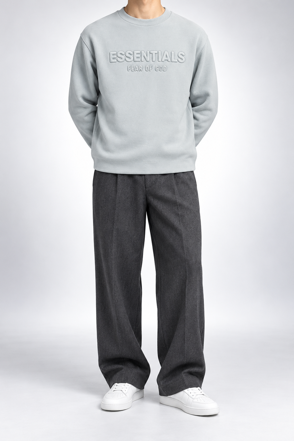 ESS — Light-Grey Tonal-Logo Sweatshirt — front