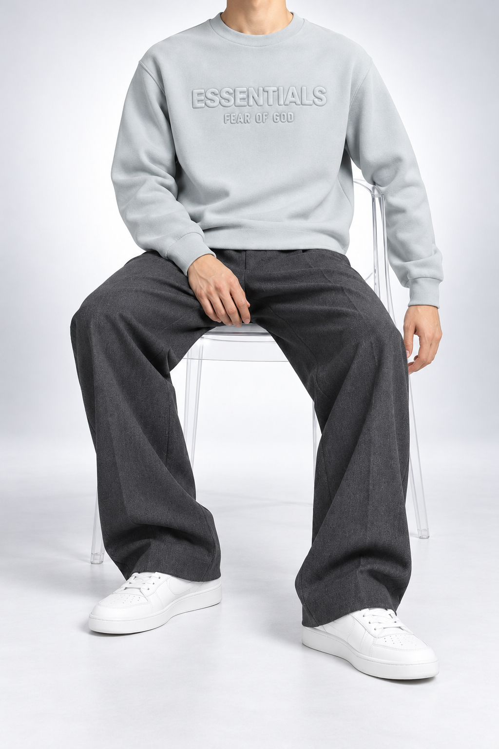 ESS — Light-Grey Tonal-Logo Sweatshirt — additional