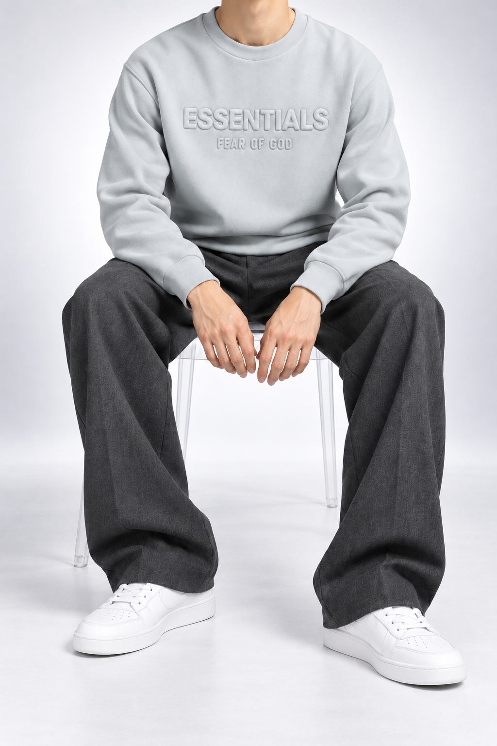 ESS — Light-Grey Tonal-Logo Sweatshirt — additional