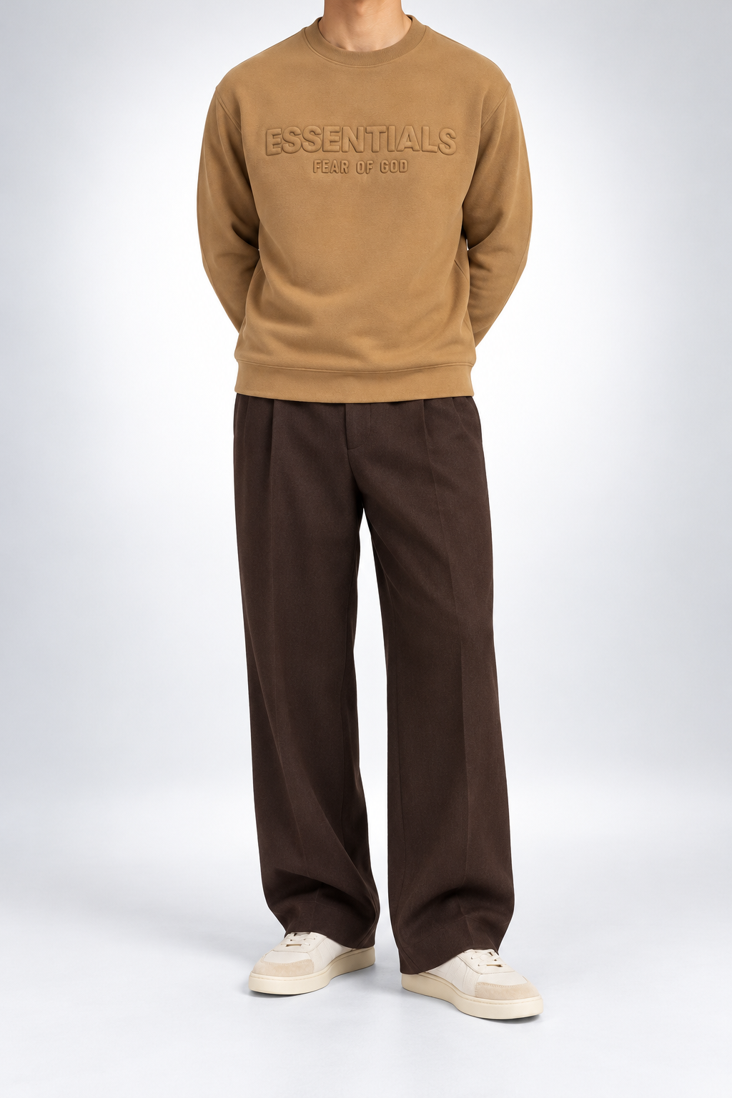 ESS — Camel Tonal-Logo Sweatshirt — front