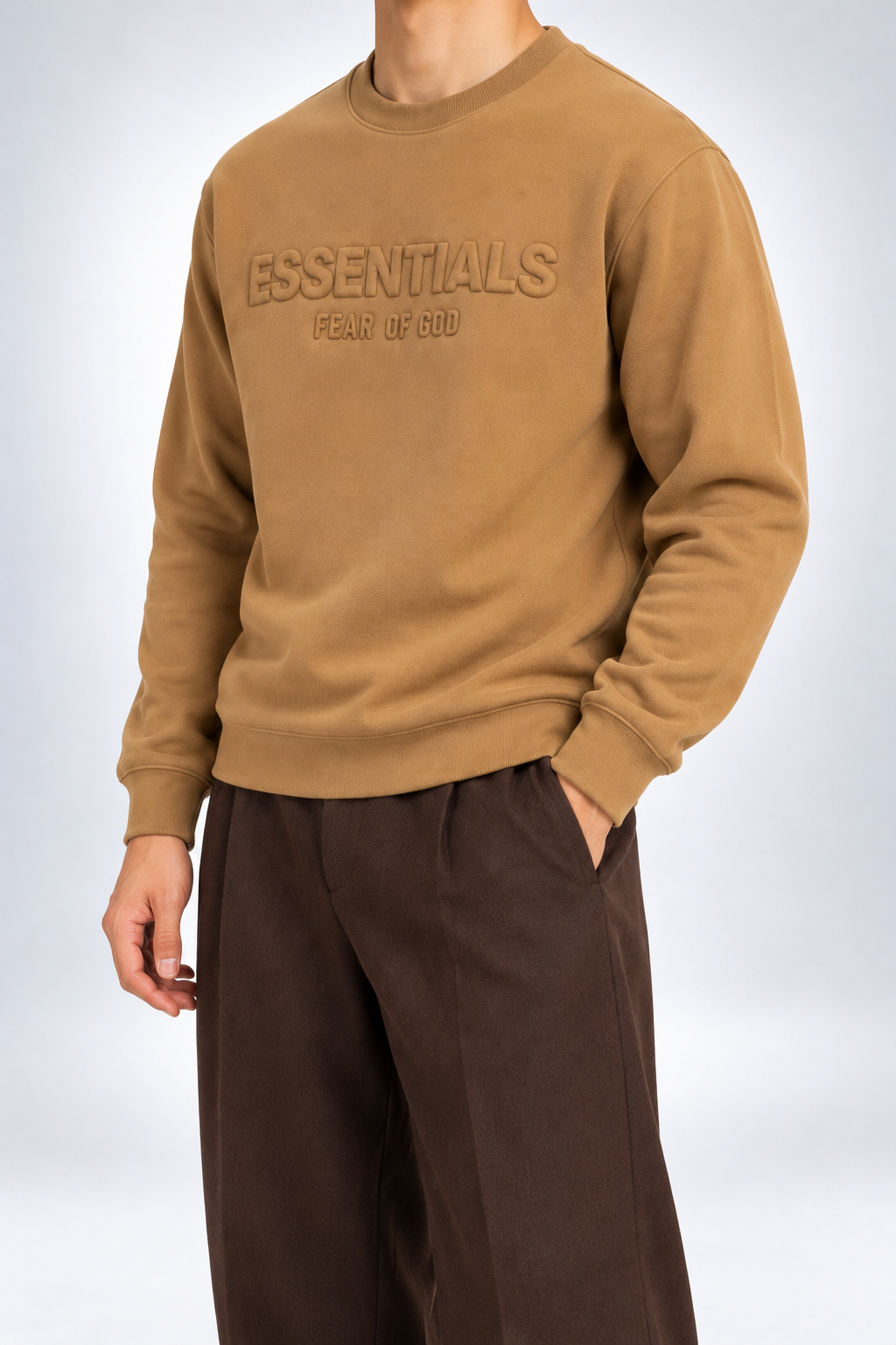 ESS — Camel Tonal-Logo Sweatshirt — side