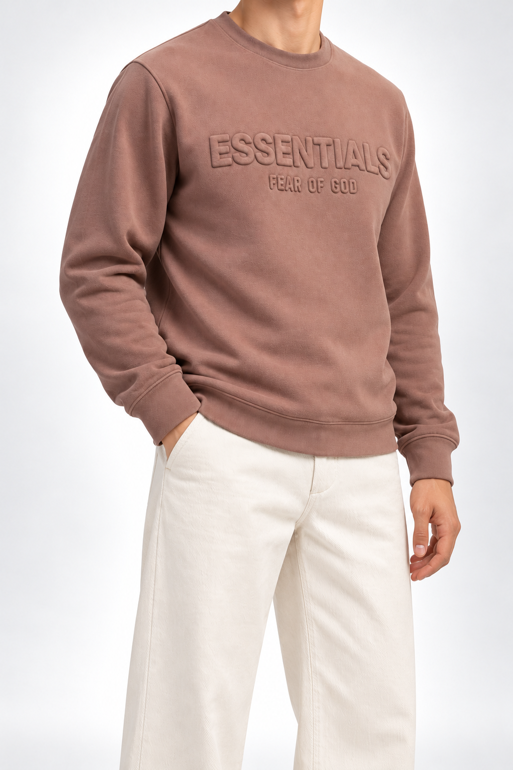 ESS — Dusty-Rose Tonal-Logo Sweatshirt — side