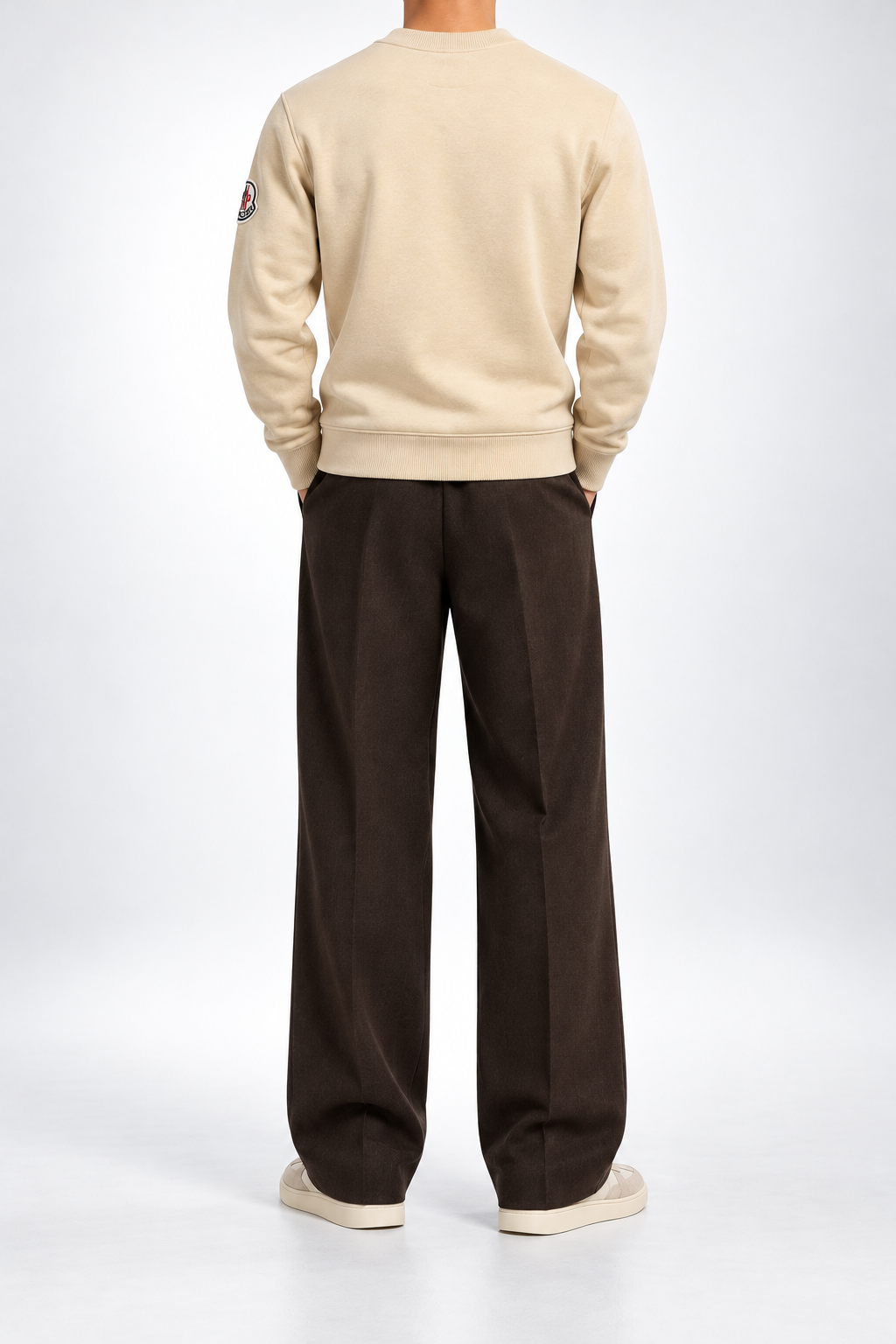 MNCLR — Beige Script-Logo Crew-Neck Sweatshirt — back