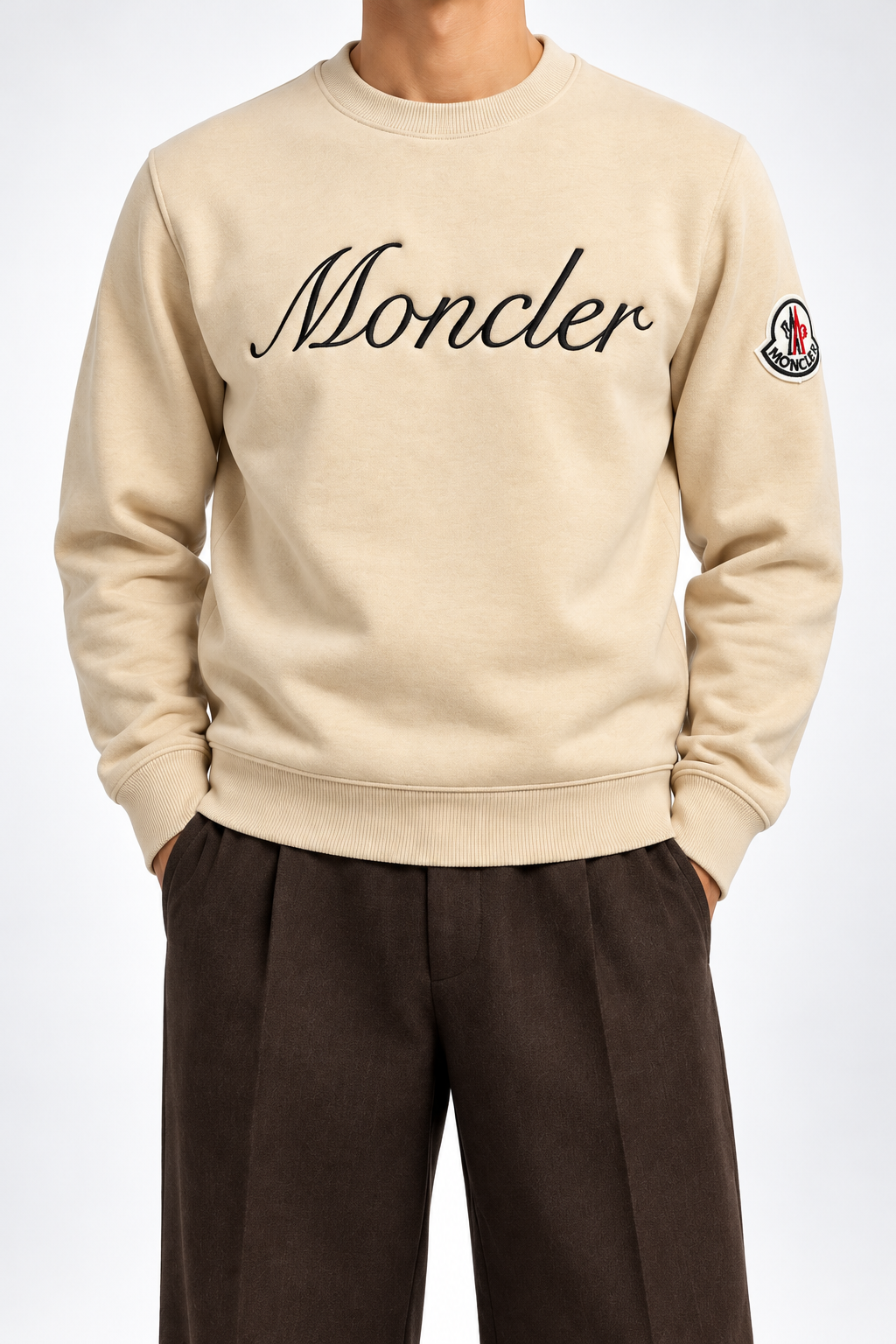 MNCLR — Beige Script-Logo Crew-Neck Sweatshirt — additional